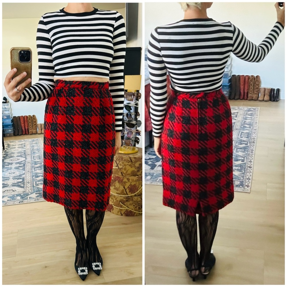 Vintage Checkered Woven Skirt
